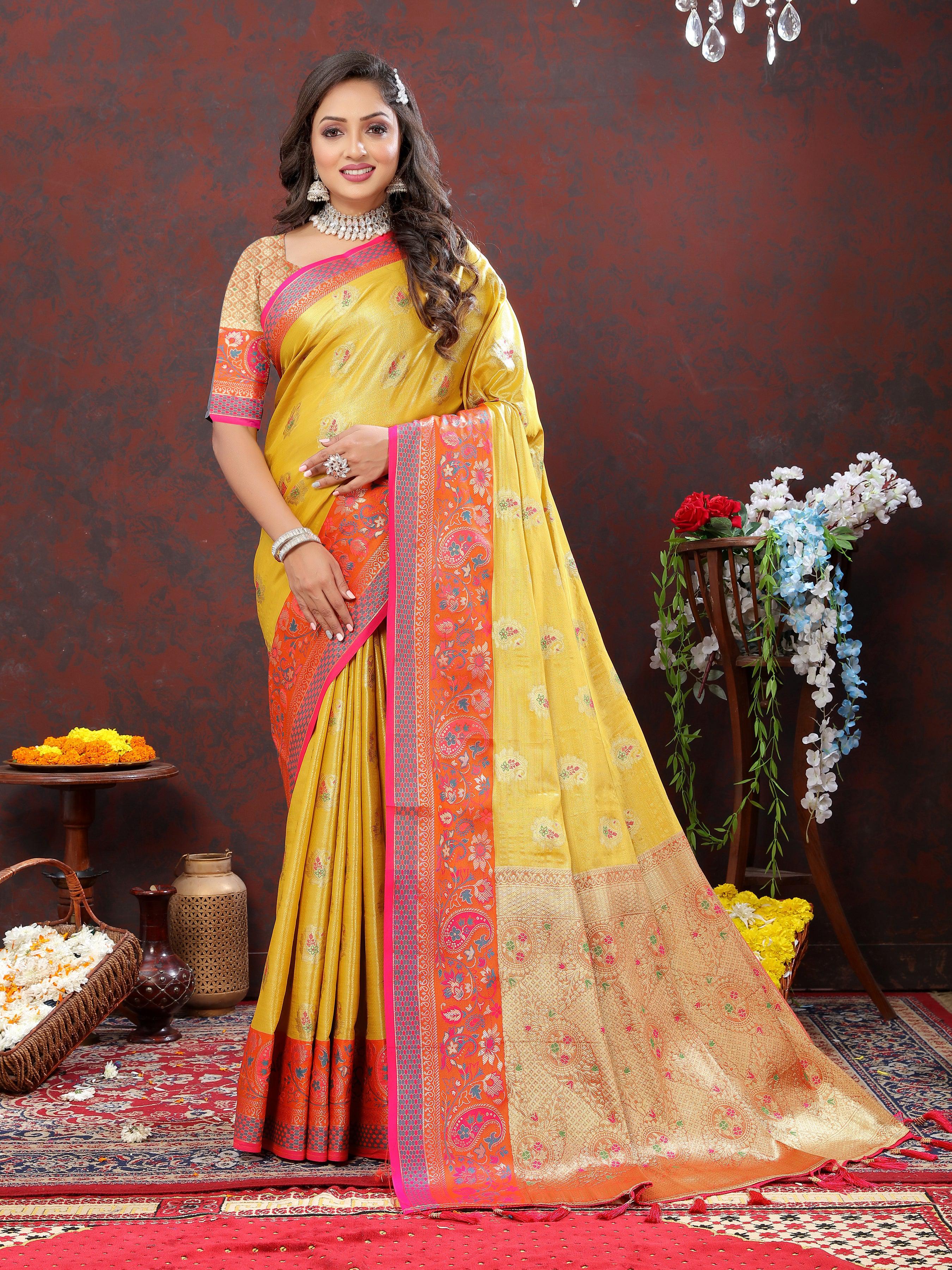 Soft Kanjivaram Semi silk saree with zari weaving design With Rich Zari 21650N