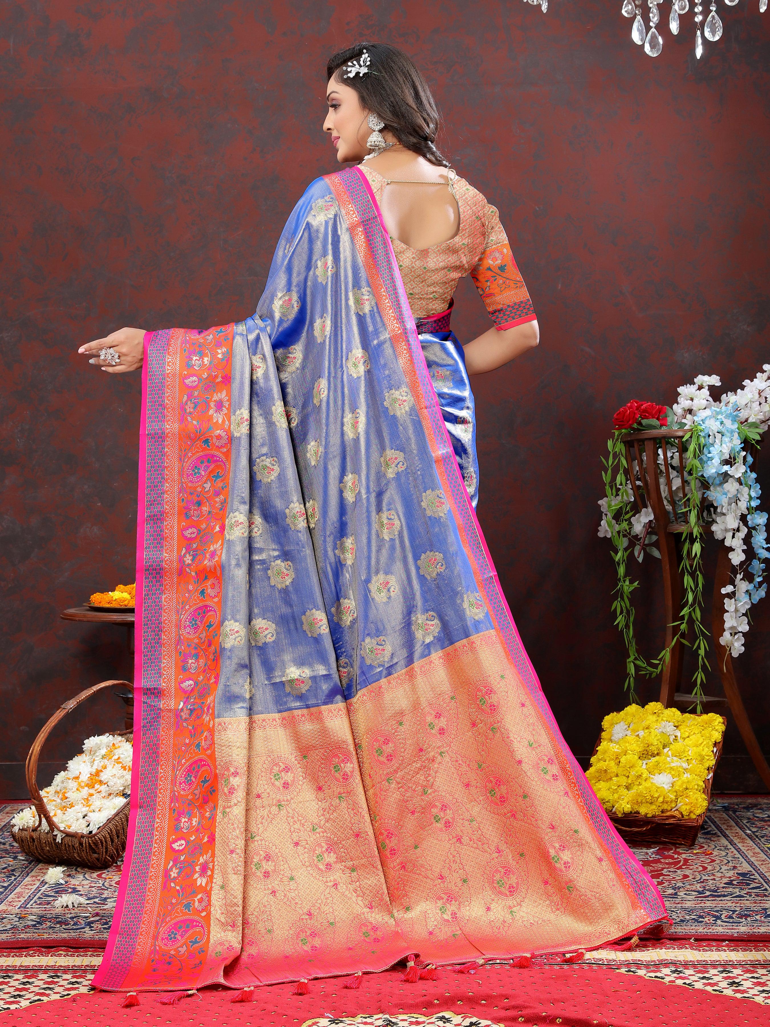 Soft Kanjivaram Semi silk saree with zari weaving design With Rich Zari 21655N