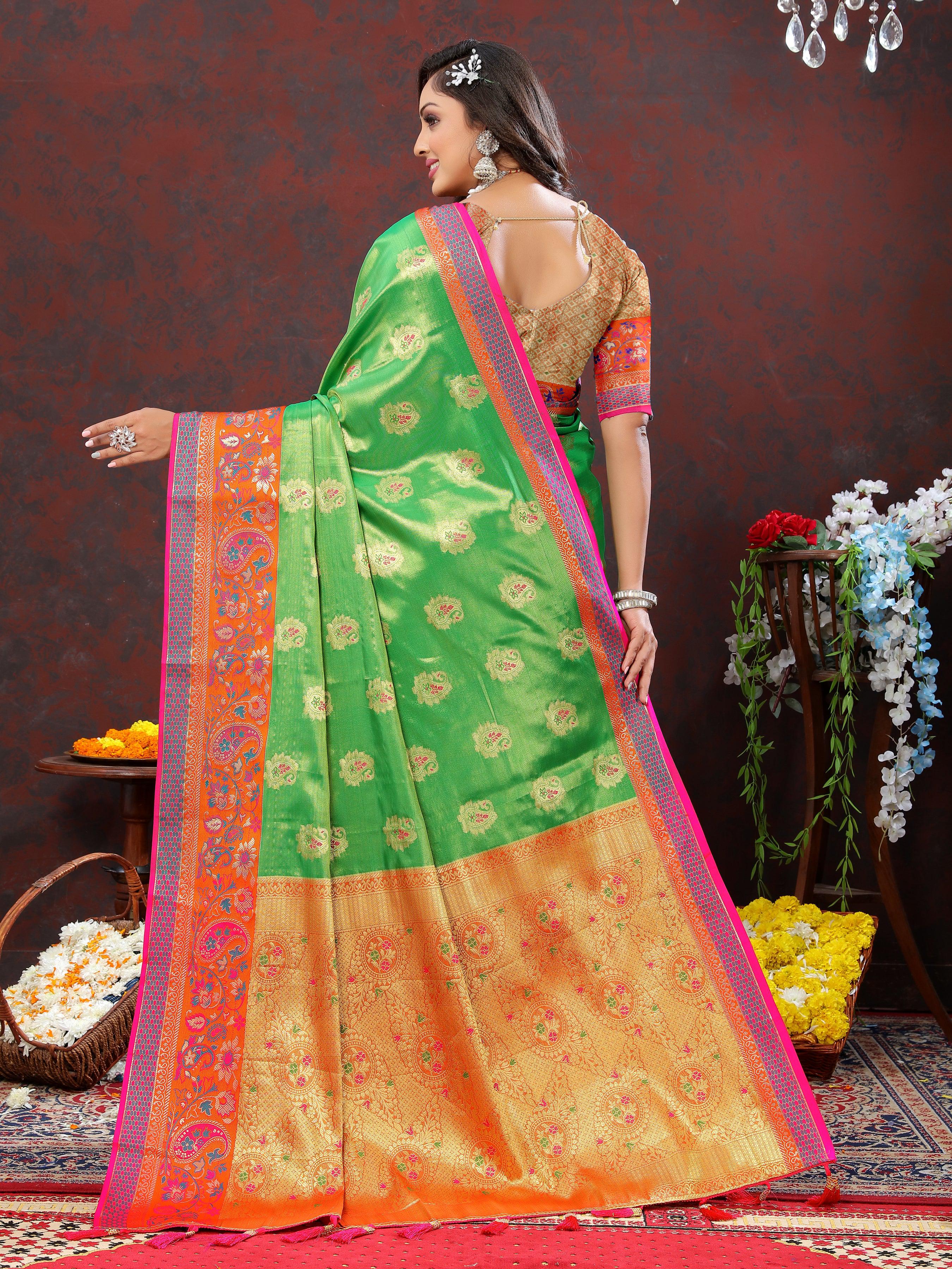 Soft Kanjivaram Semi silk saree with zari weaving design With Rich Zari 21655N