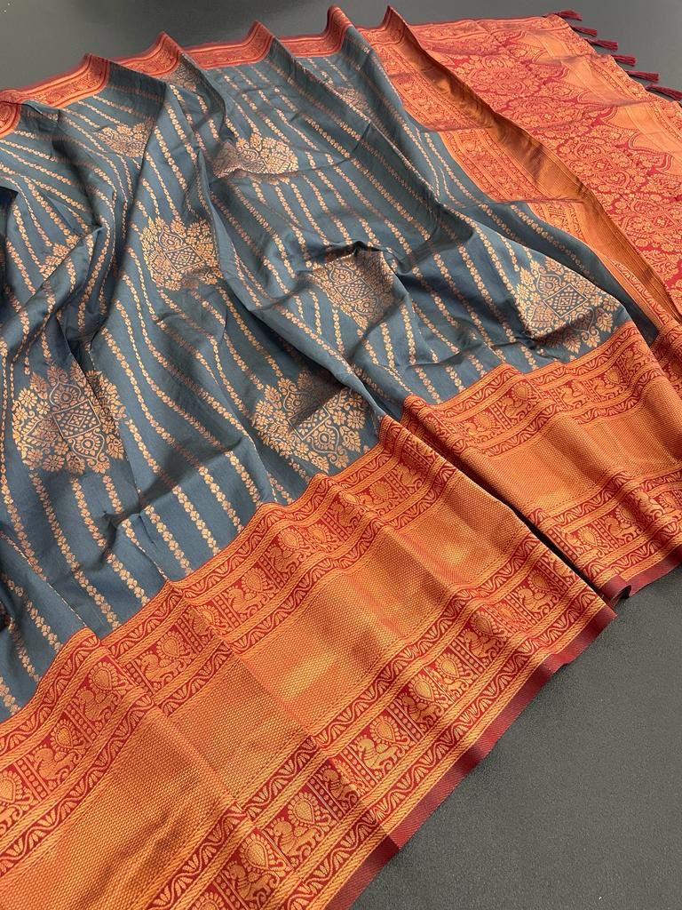 Soft Kubera Pattu Kanjivaram Semi-Silk Saree 19498N