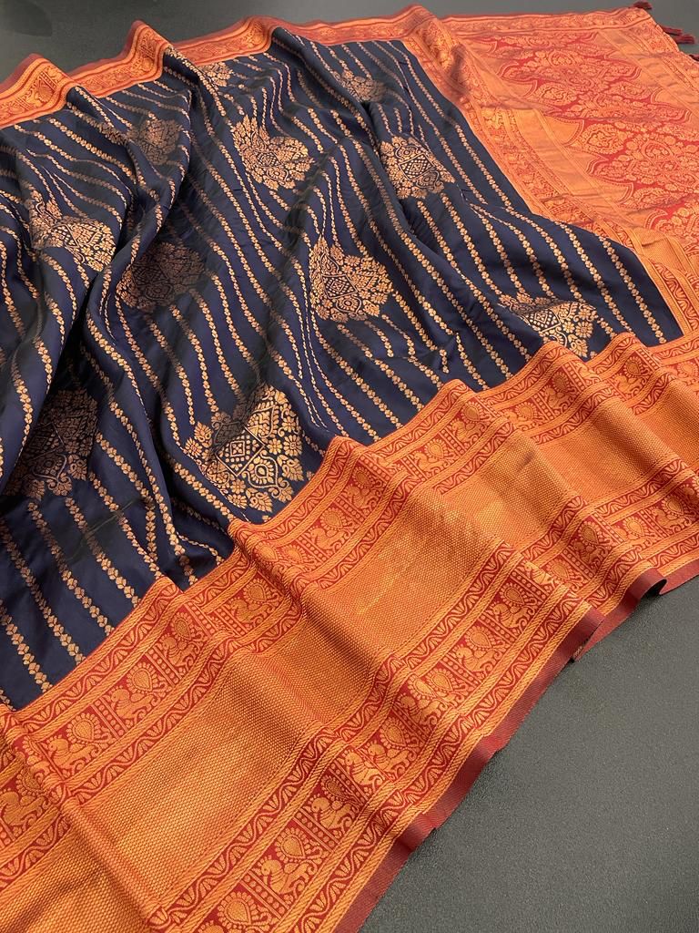 Soft Kubera Pattu Kanjivaram Semi-Silk Saree 19504N