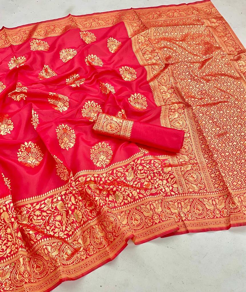 Soft Lichi Semi-Silk Saree With Jacquard Weaving Work 20525N