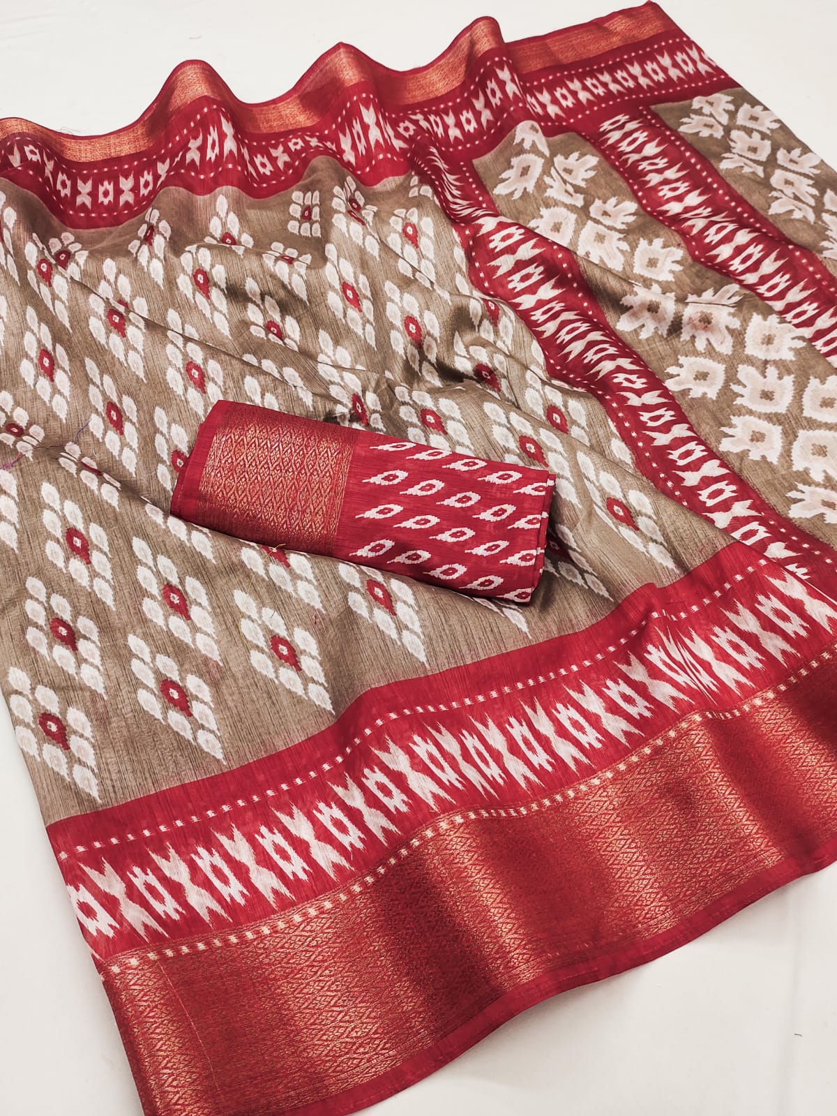 Soft Mono-Cotton Silk With Ikkath Design Saree 20335N