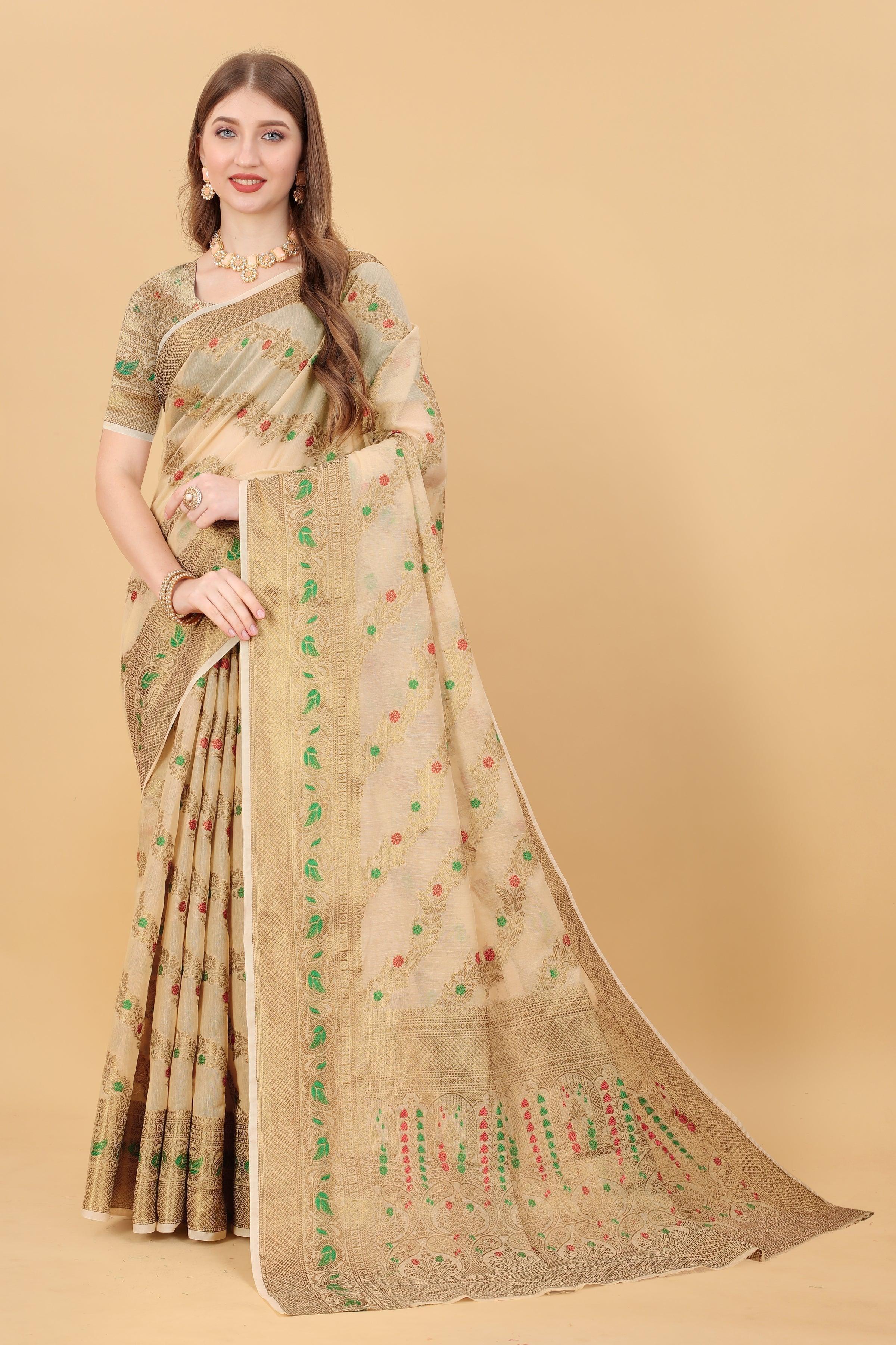 Soft Mono cotton  saree with zari  weaving design With Rich Zari 20704N