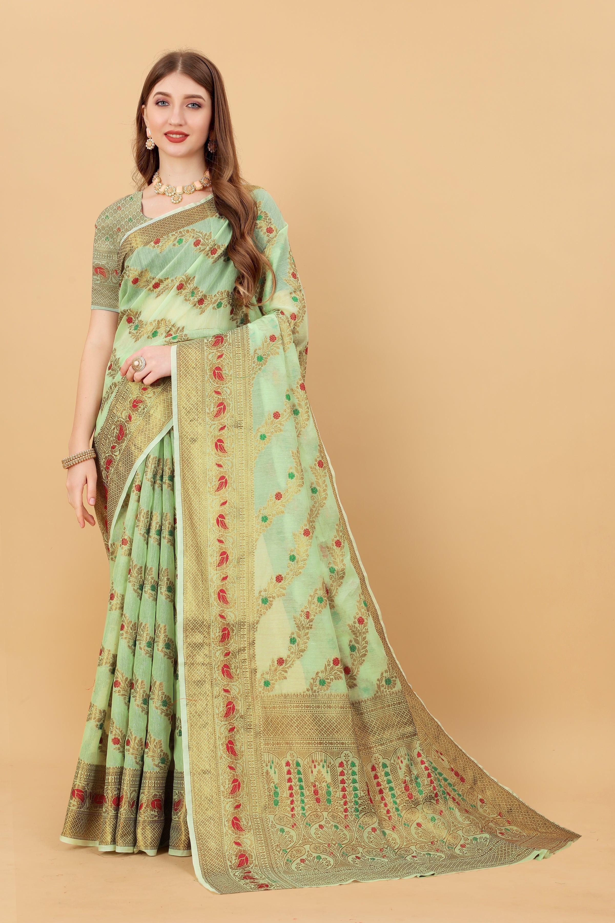 Soft Mono cotton  saree with zari  weaving design With Rich Zari 20704N