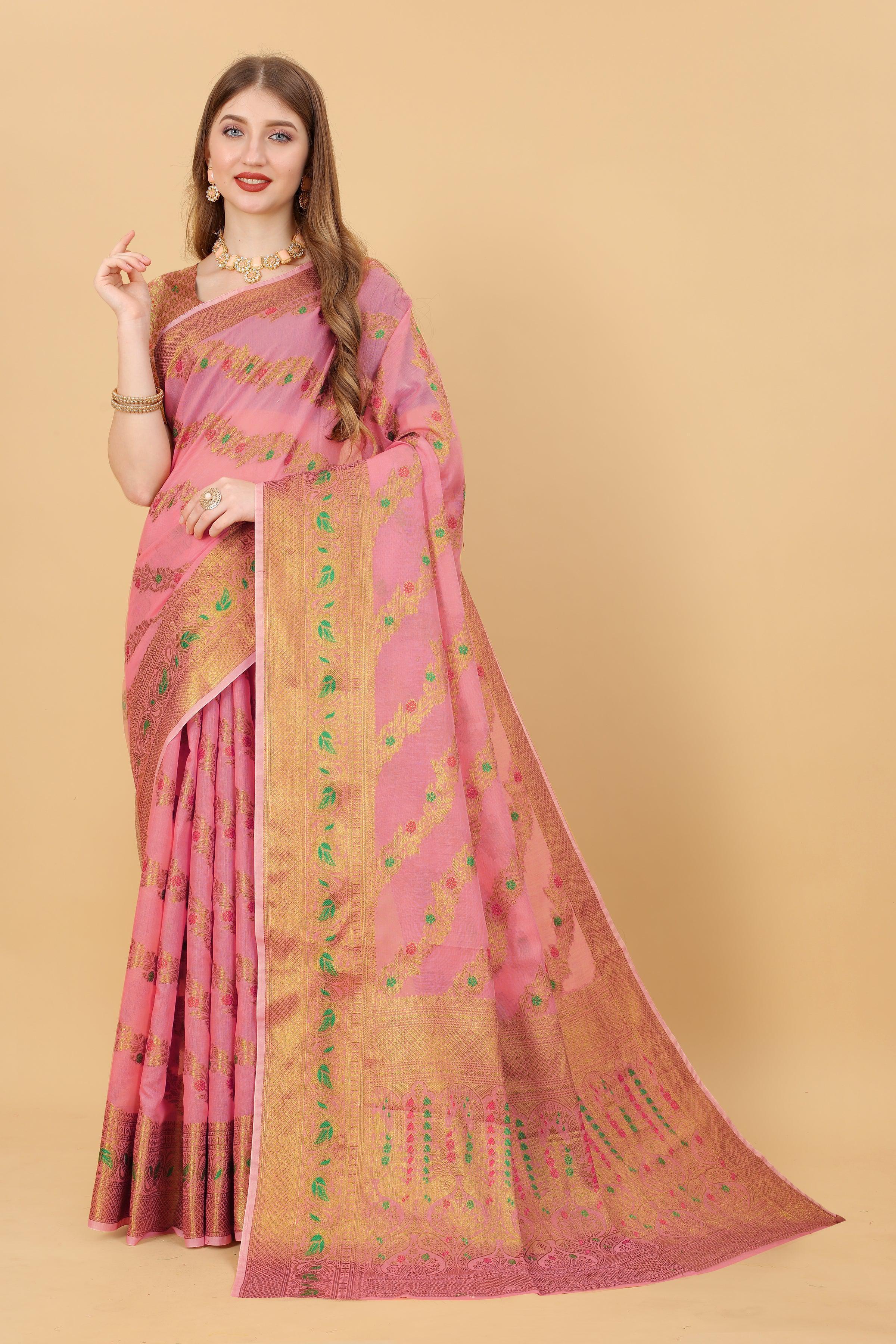 Soft Mono cotton  saree with zari  weaving design With Rich Zari 20704N