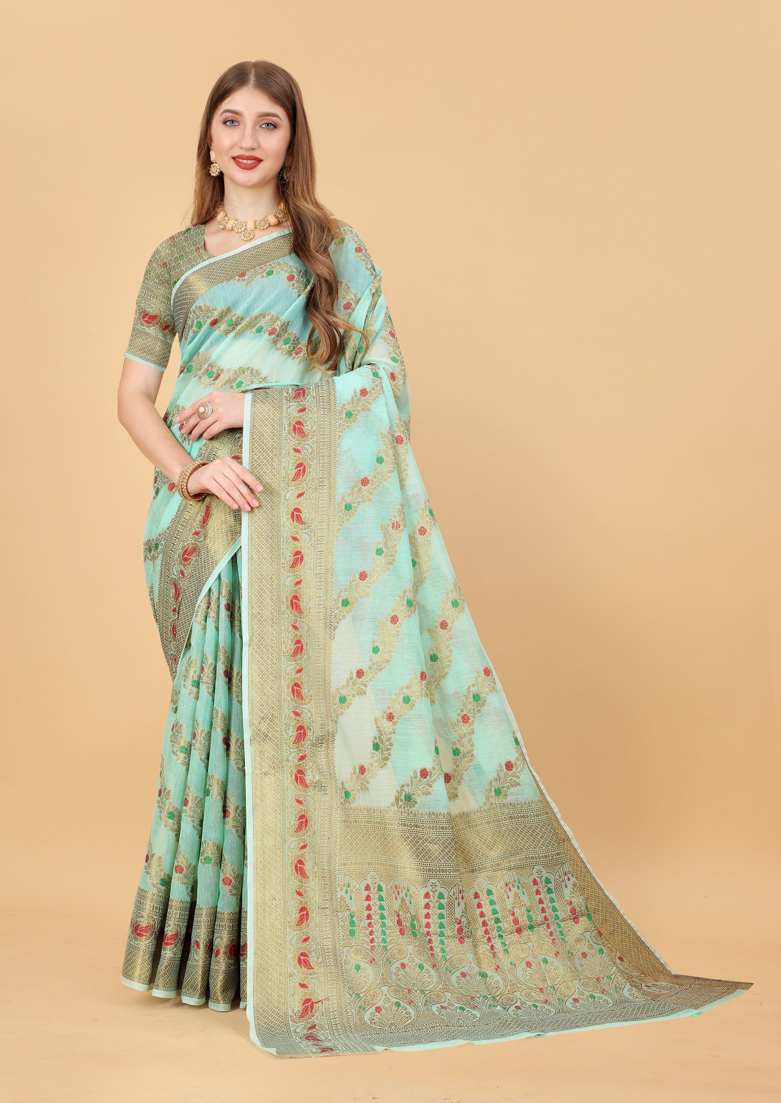 Soft Mono cotton saree with zari weaving design With Rich Zari 20704N - Griiham