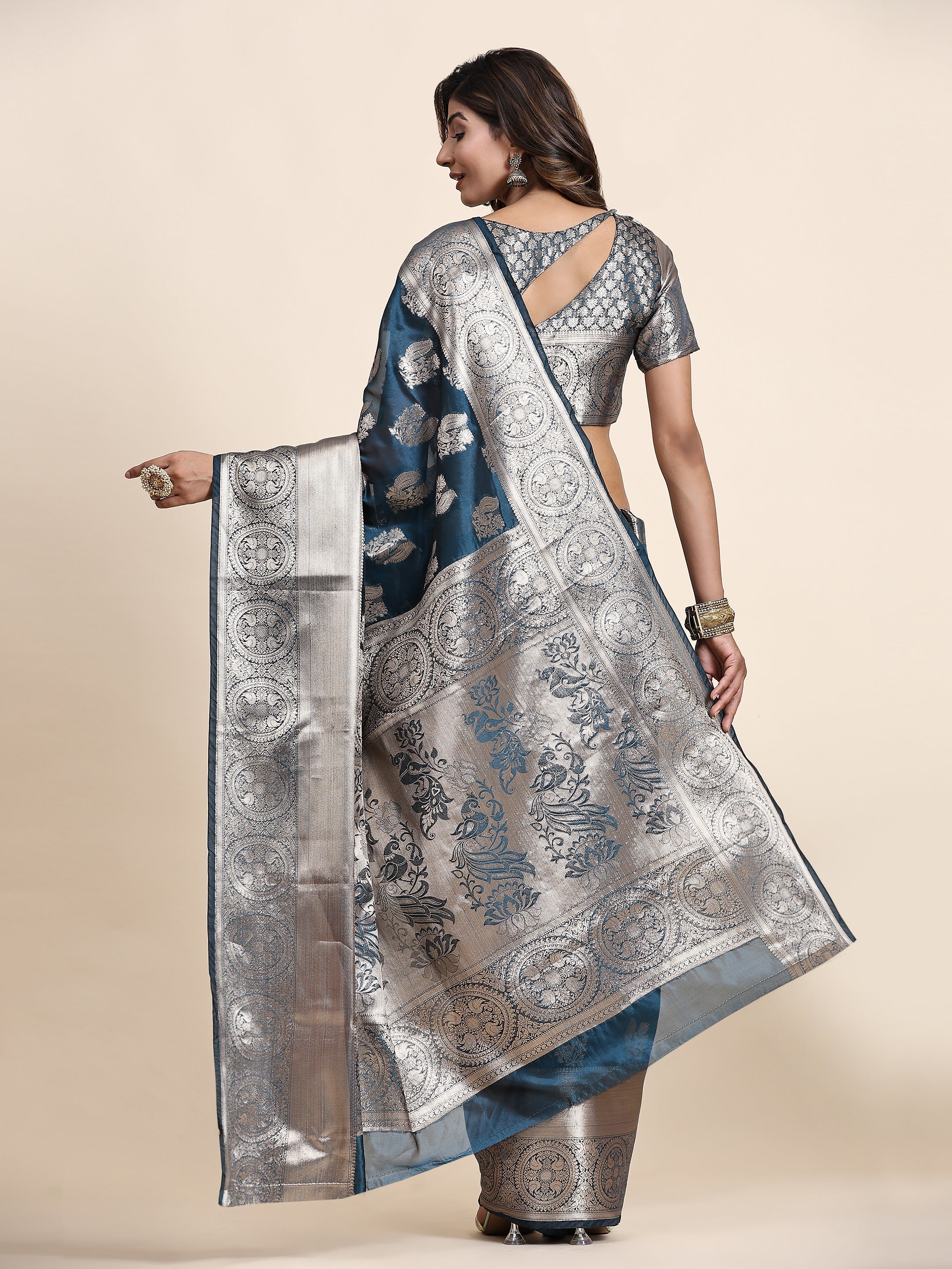 Soft Organza Silk saree with zari weaving design With Rich Zari 21607N