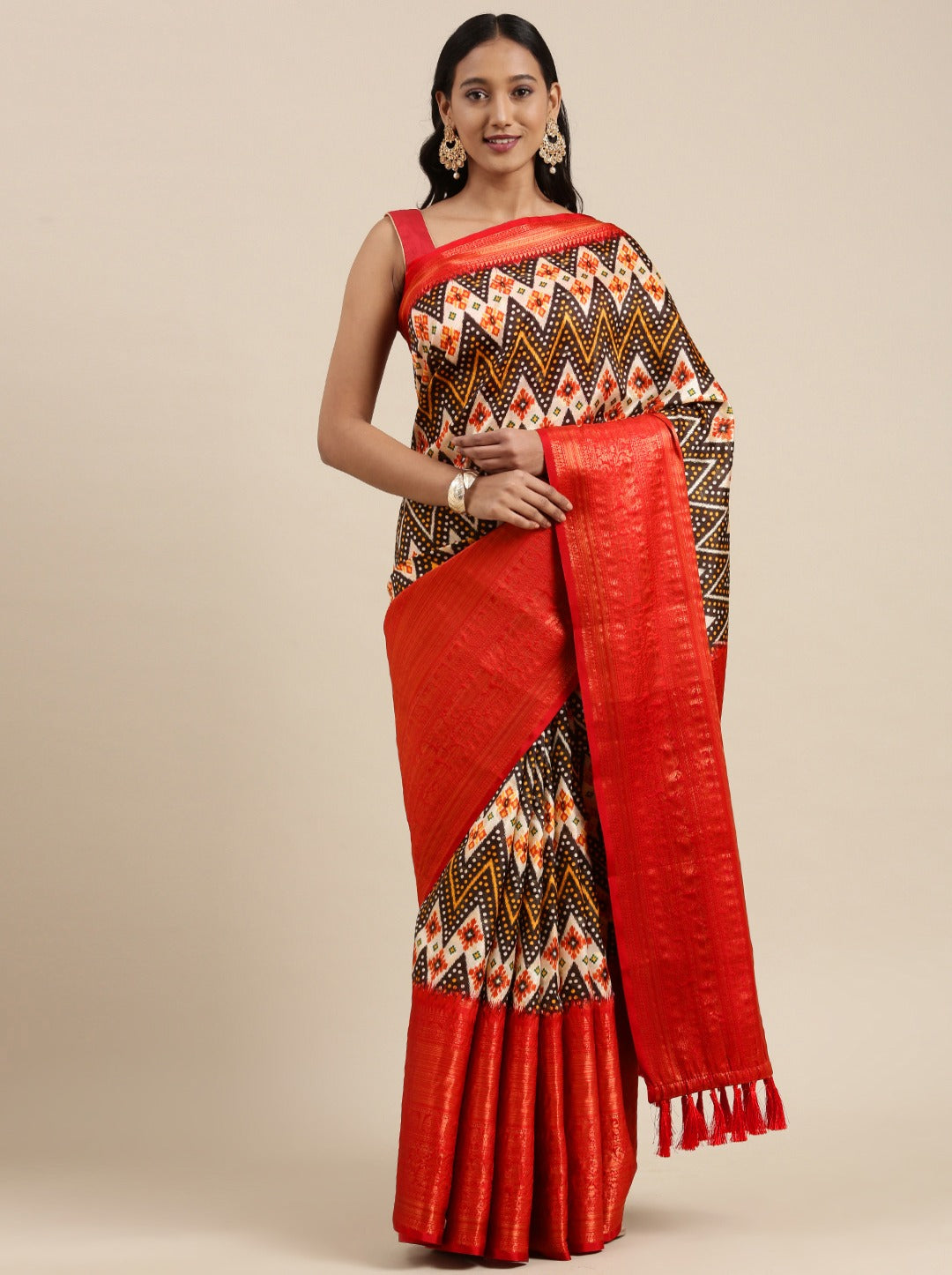 Soft Semi Silk Saree with Gold zari weaving Kalamakari Digital Print 21705N