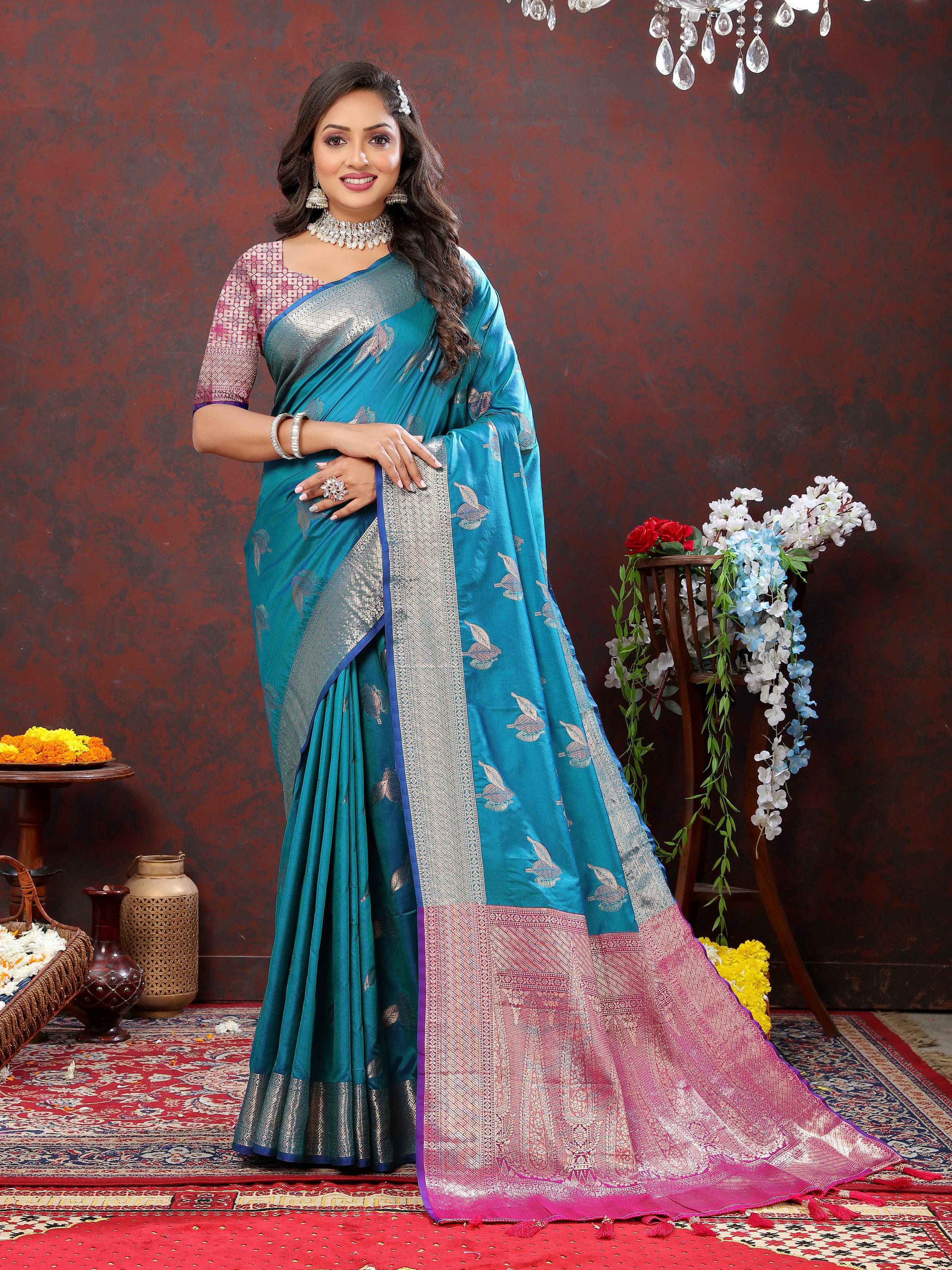 Soft Semi Silk saree with Zari weaving design  and Rich Zari weaving Pallu 21645N