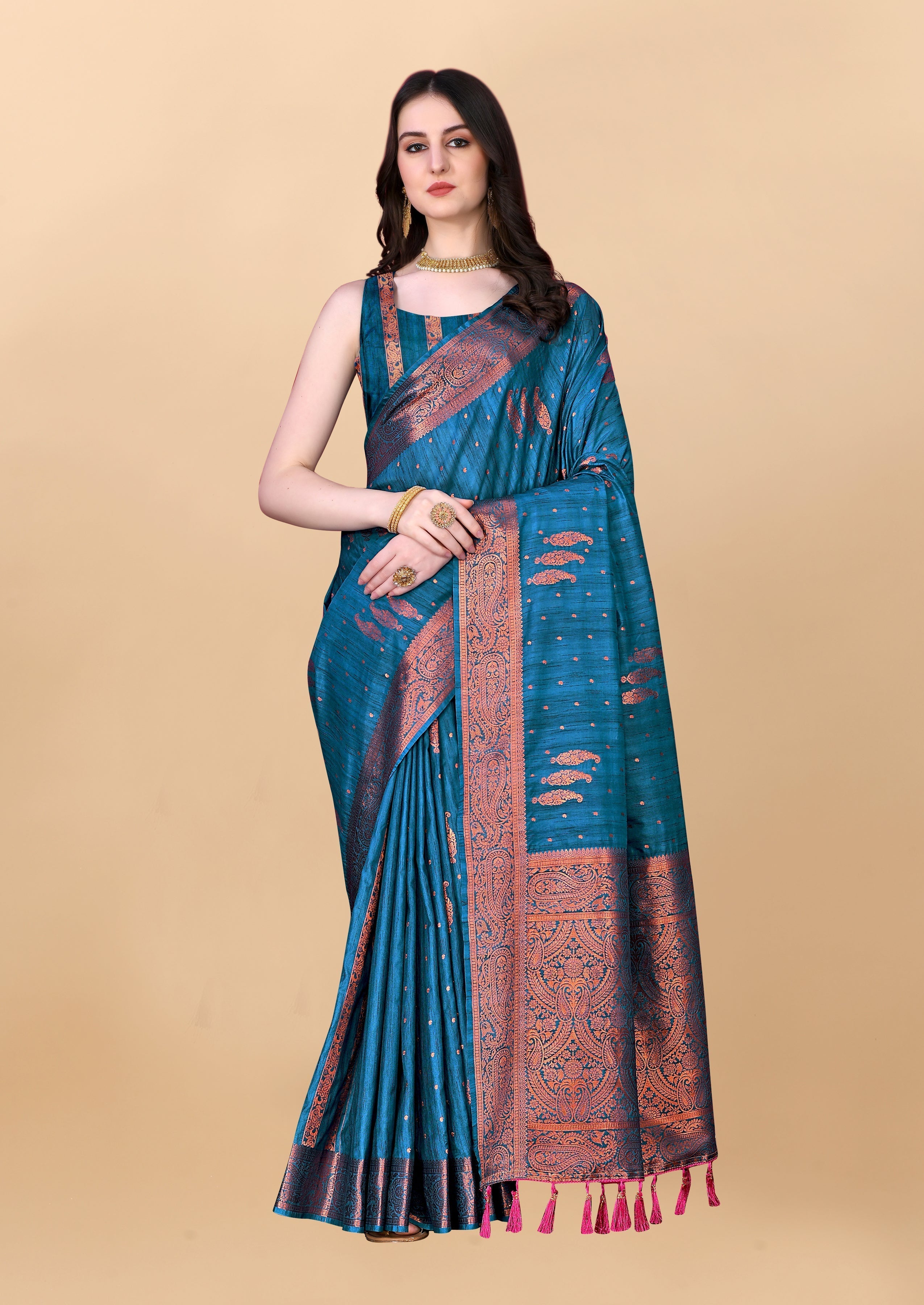 Soft Silk saree with Copper zari weaving design  and Rich Zari weaving Pallu 20737N