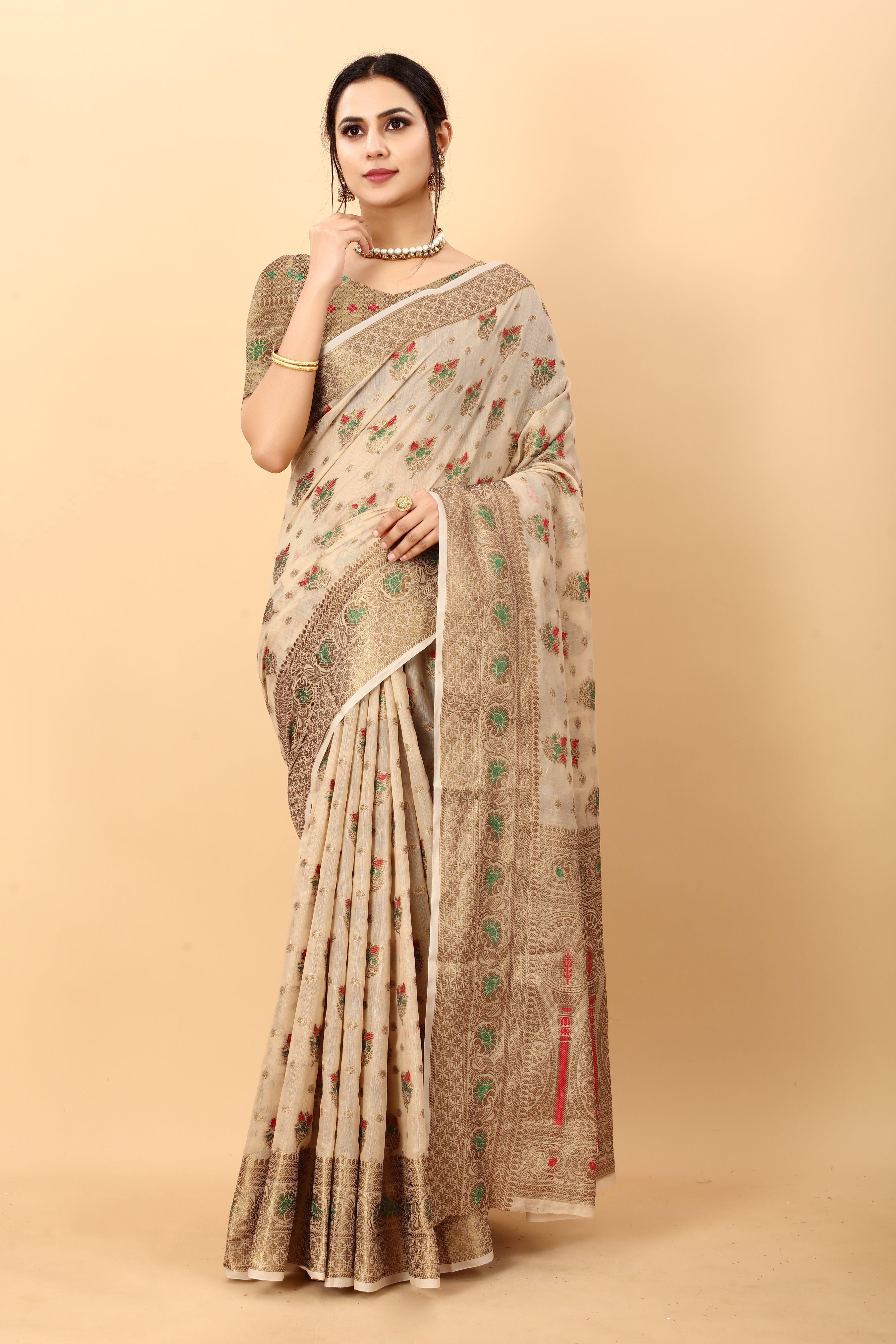 Soft cotton  saree with zari  weaving design With Rich Zari 20617N