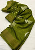 Soft mono-cotton crape batik prints with zari pattu woven border saree 20975N