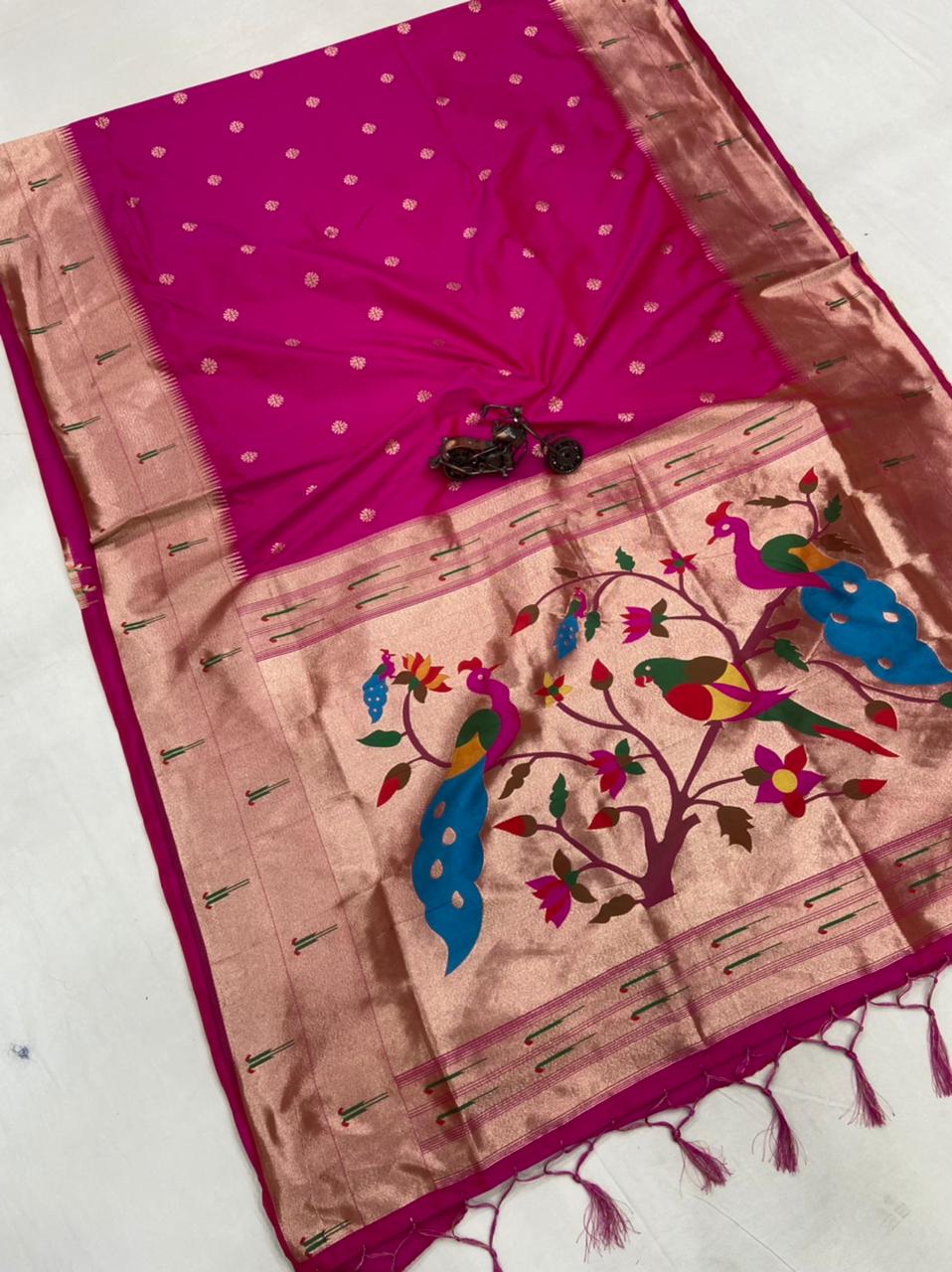 Soft paithani  Kanchivaram  Semi-silk  Full weaving and attractive pallu sarees 16593N