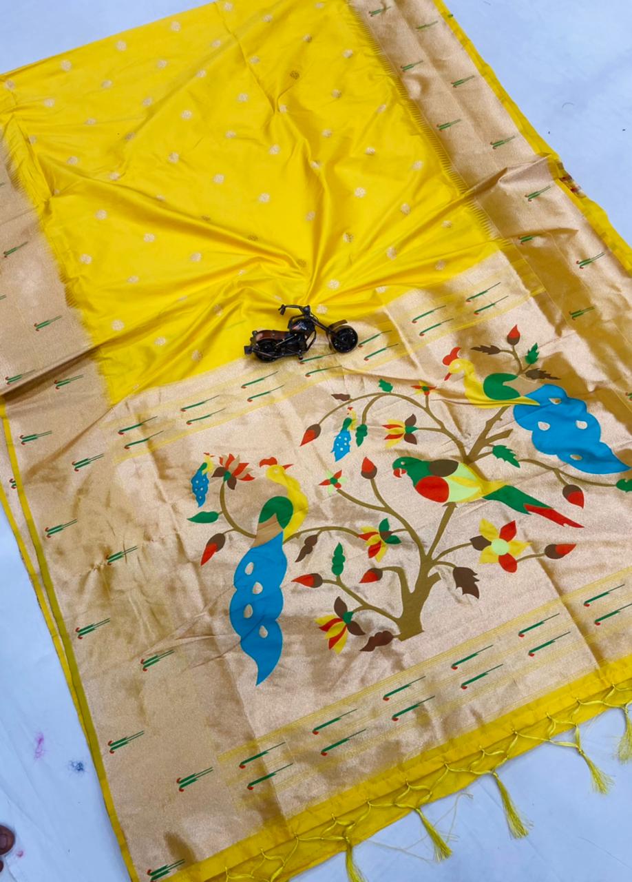 Soft paithani  Kanchivaram  Semi-silk  Full weaving and attractive pallu sarees 16593N