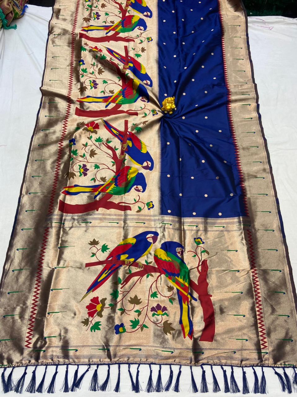 Soft paithani  Kanchivaram Semi-silk MINAKARI DESIGN  AND MINAKARI BORDER saree16569N