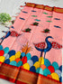 Soft paithani Semi-silk Block kalamkari Print Designed Saree 22547N