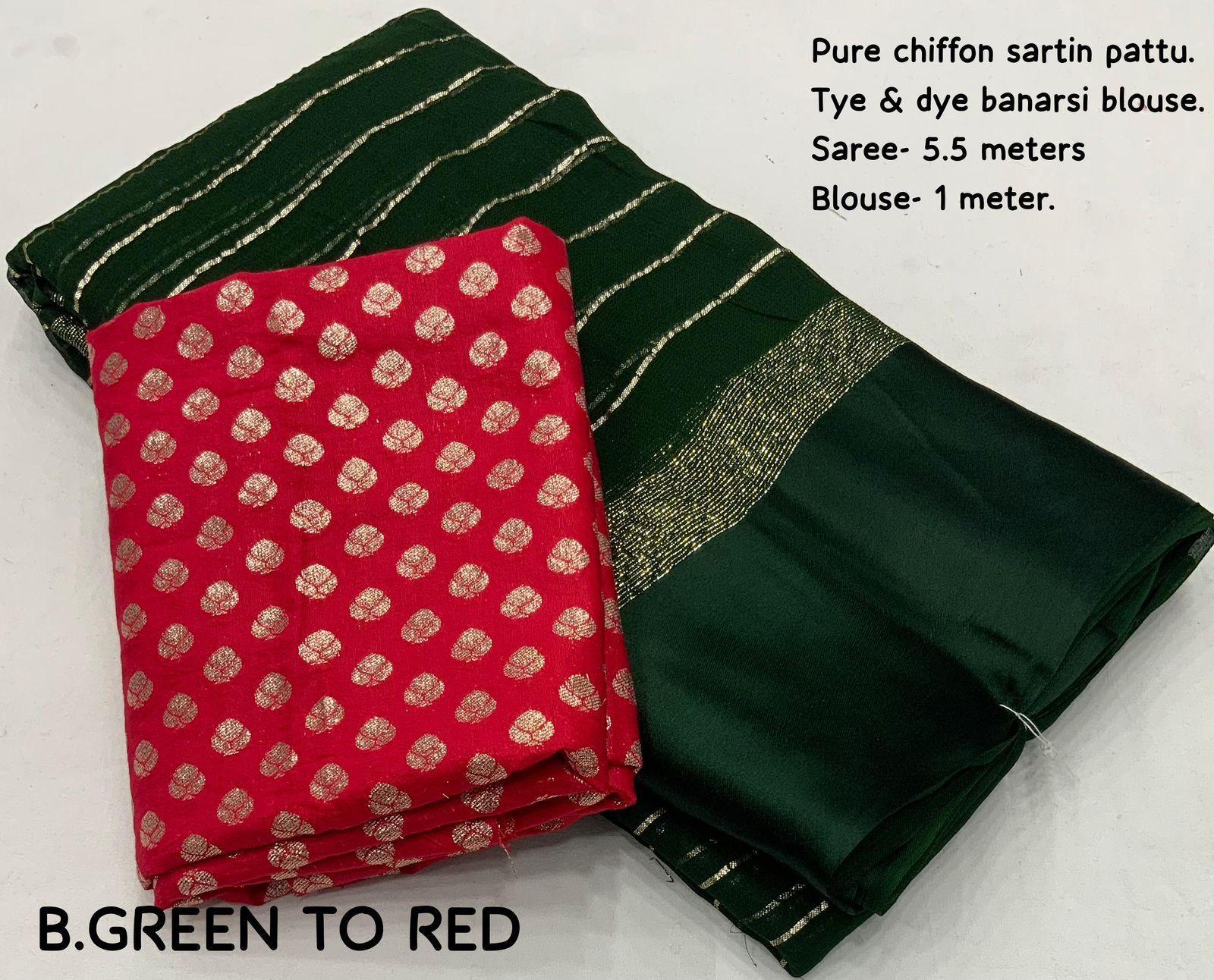 Soft viscous Green saree with zari And Different Blouse Color 18526N