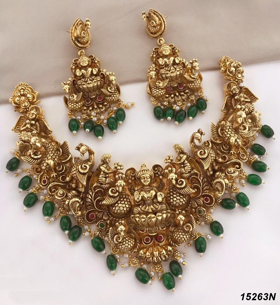 Temple Collection Antique Laxmi Necklace Set 15263N