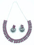 Two Line Classy Oxidised Necklace Set with different colour stones Options 11942N - Griiham