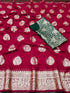 Viscose Georgette Satin Saree With extra full neck Blouse 18313N