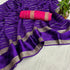 Viscose Georgette With Satin chex Jacquard border with stripes Linning Saree 23500N