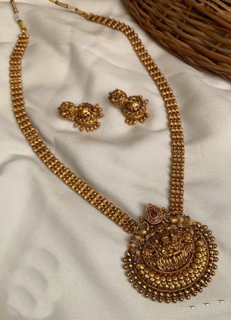 Premium Antique Lakshmi Long Necklace Set