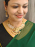 Premium Gold Finish Authentic Temple Design Necklace set with Pearls