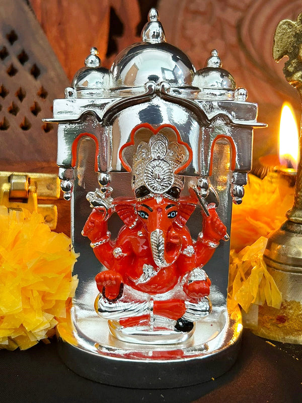 Matt goldPlated Ganesha marble idol 8cm Height – Griiham