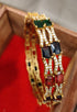 Gold Plated Multi colour cz stone Set of 2 bangles