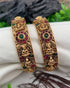 Gold plated Laxmi Temple Set of 2 bangles in multicolor stones