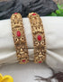 Gold plated Laxmi Temple Set of 2 bangles in coral