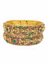Gold plated Laxmi Temple Set of 2 bangles in multicolor stones