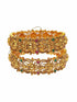 Gold plated Laxmi Temple Set of 2 bangles in multicolor stones