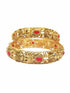 Gold plated Laxmi Temple Set of 2 bangles in coral