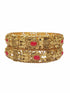 Gold plated Laxmi Temple Set of 2 bangles in coral
