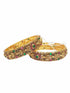 Gold plated Laxmi Temple Set of 2 bangles in multicolor stones
