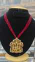 Gold Plated Remium Necklace Set with Maroon Crystal Maala Shiv Parvati Pendant  0825