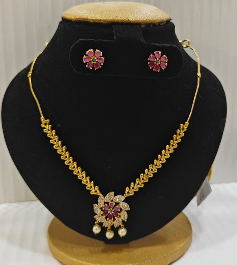Gold Plated CZ Nekclace Set
