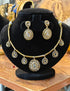 Premium Gold plated Trending Pipe Necklace Set with Mozannite Look White Stones