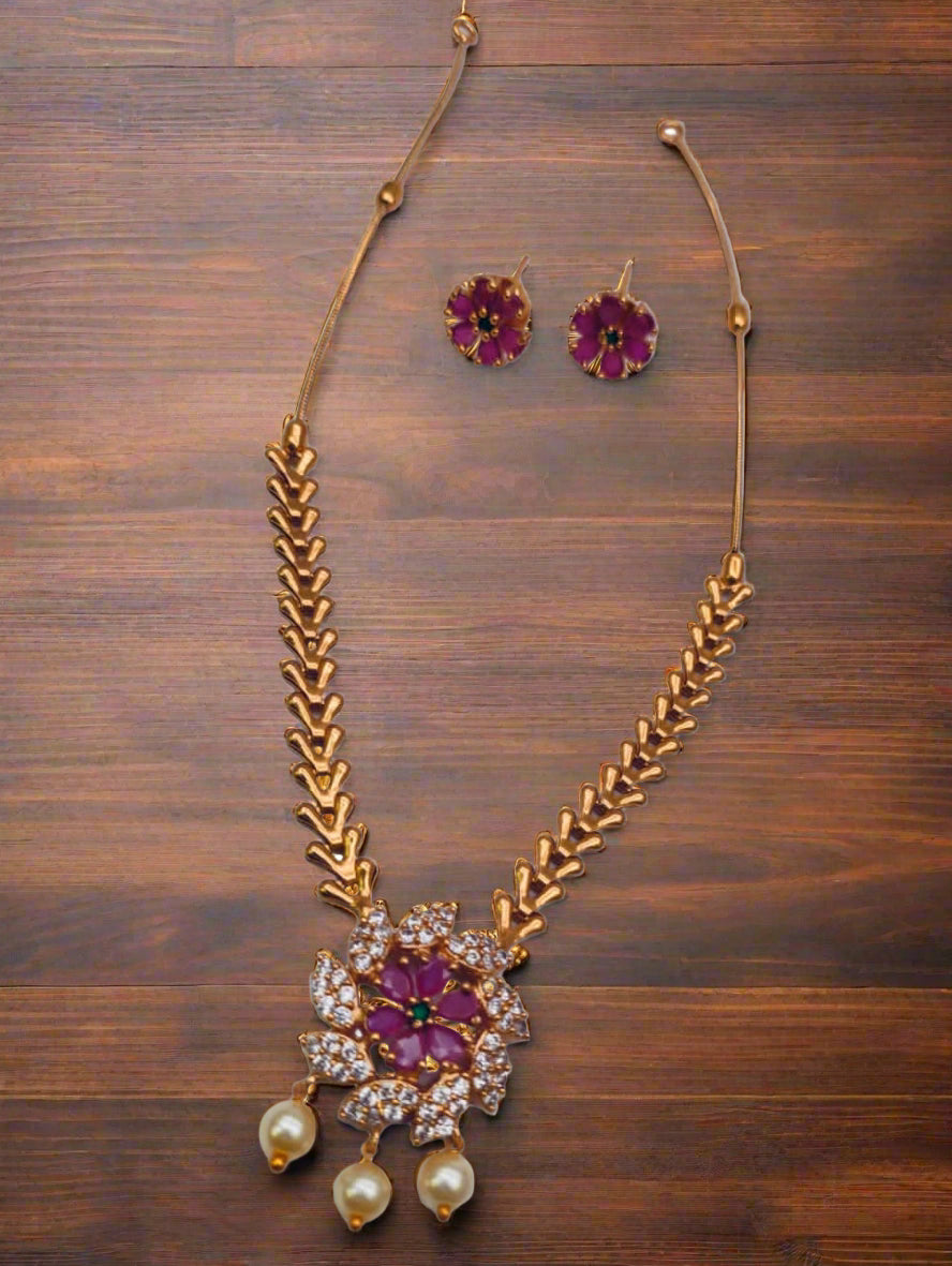Gold Plated CZ Nekclace Set