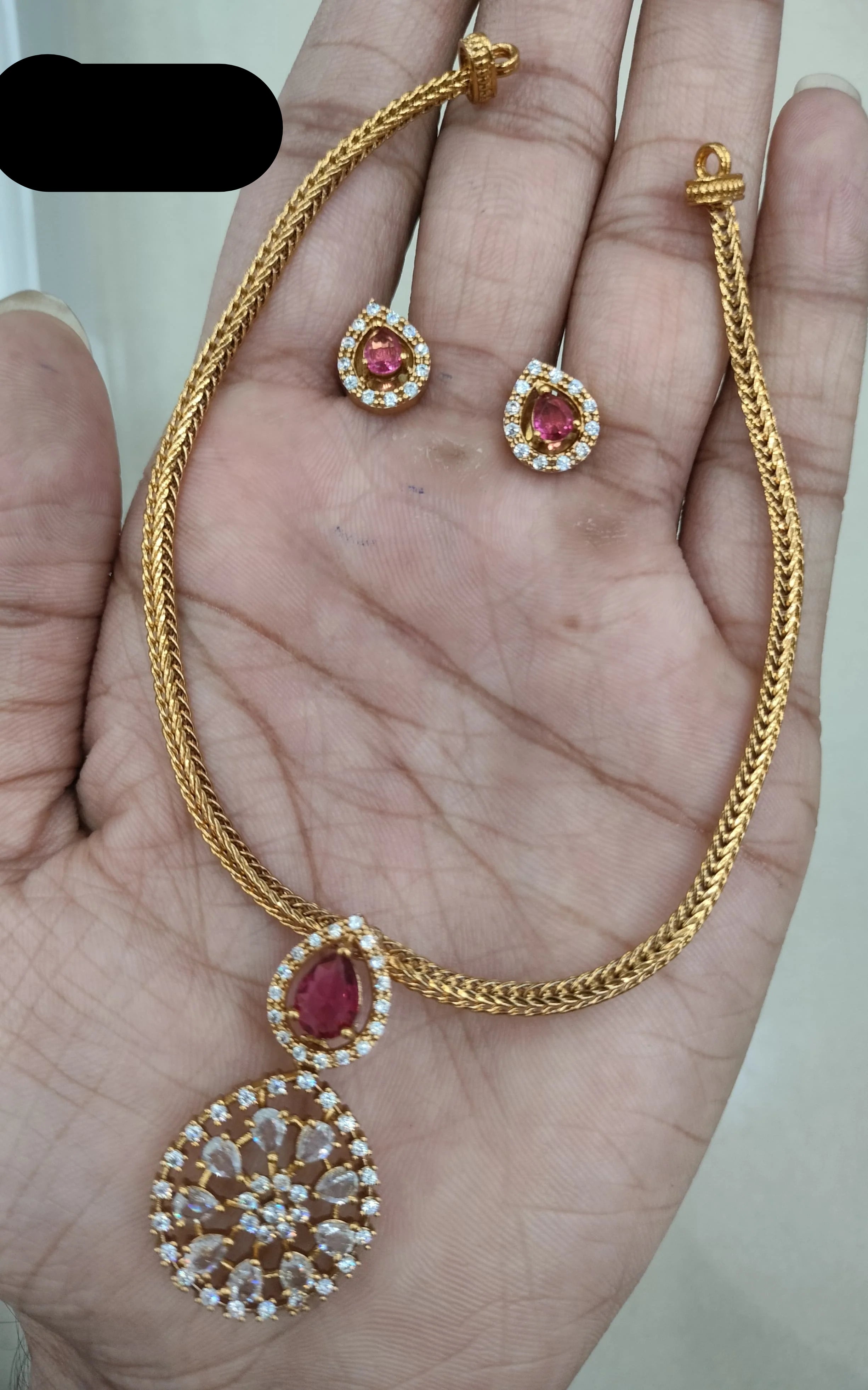 Gold Plated AD NEcklace Set