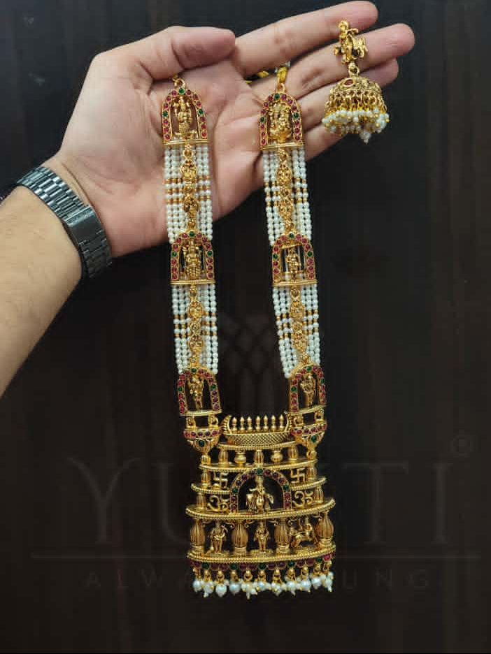 Gold Plated Long Artisinal Dashavataram Necklace Set