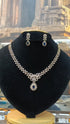 White and blue cz zercon stones short necklace set