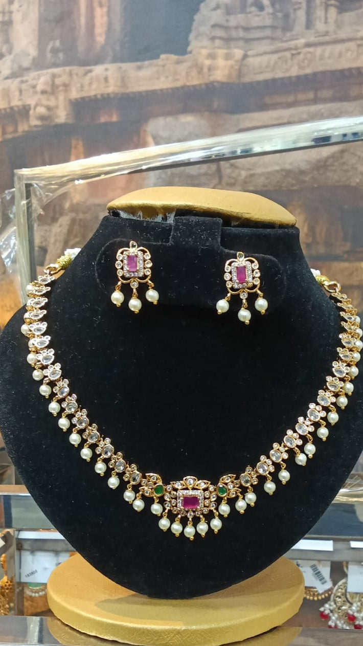 Multicolor Zercon Stones necklace set