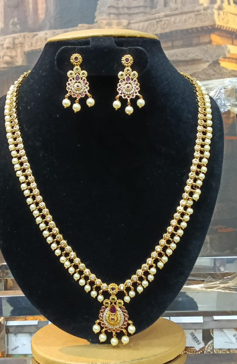 Multicolor zercon stones short/long necklace set