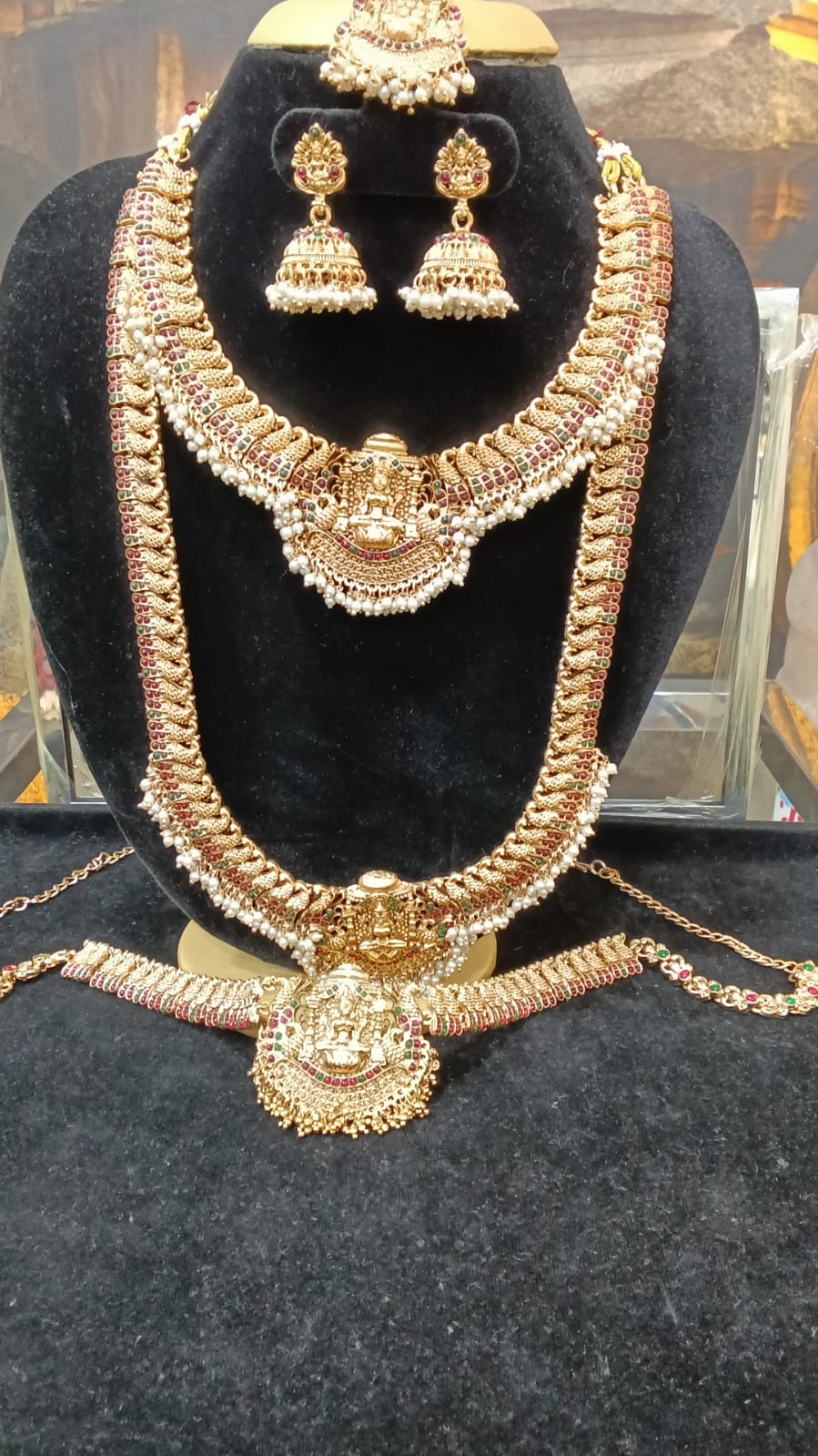 Gold Plated Bridal Laxmi Combo Set with Belt & Tikka