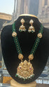 Gold Plated premium Necklace Set with green crystal Maala