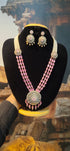 24 inches Long real Crystal/Mani Necklace set Multilayer with Hyderabadi pearls