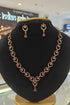 Gold Plated Premium CZ Necklace Set with green/Red white stones